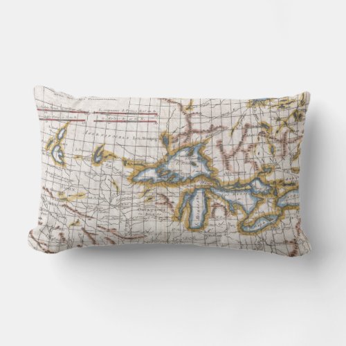 Vintage Map of The Great Lakes  Canada 1780 Lumbar Pillow
