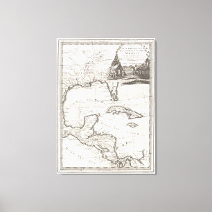 Vintage Map of The Gulf of Mexico (1798) Canvas Print
