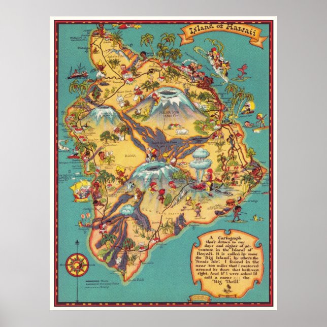 Vintage Map of the Island of Hawaii Poster (Front)