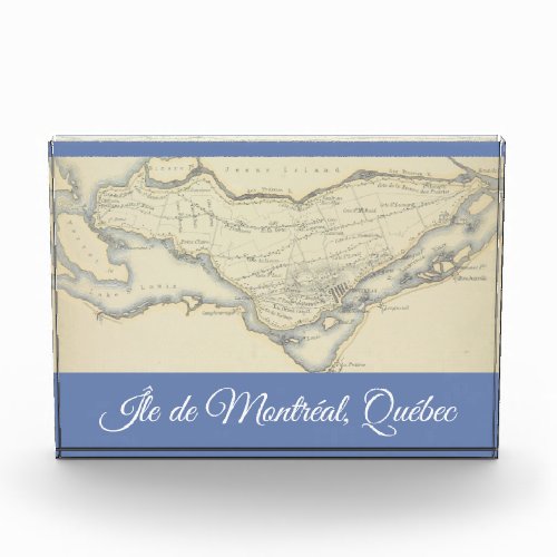 Vintage Map of the Island of Montreal Quebec Photo Block