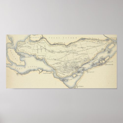 Vintage Map of the Island of Montreal Quebec Poster