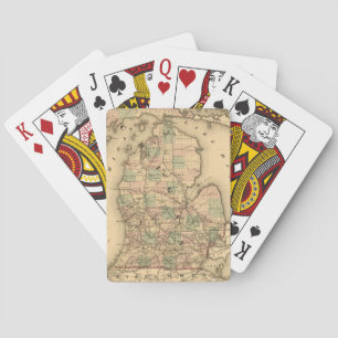 Vintage Map of The Michigan Railroads (1876) Poker Cards
