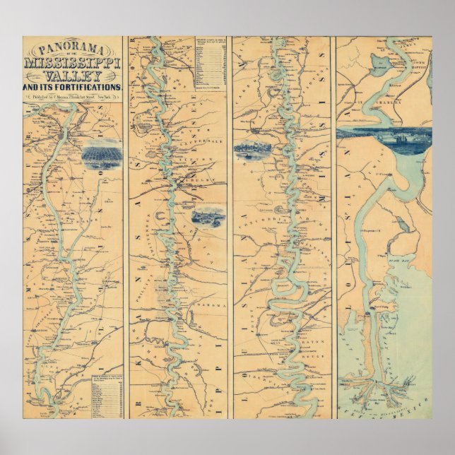 Vintage Map of The Mississippi River (1863) Poster (Front)