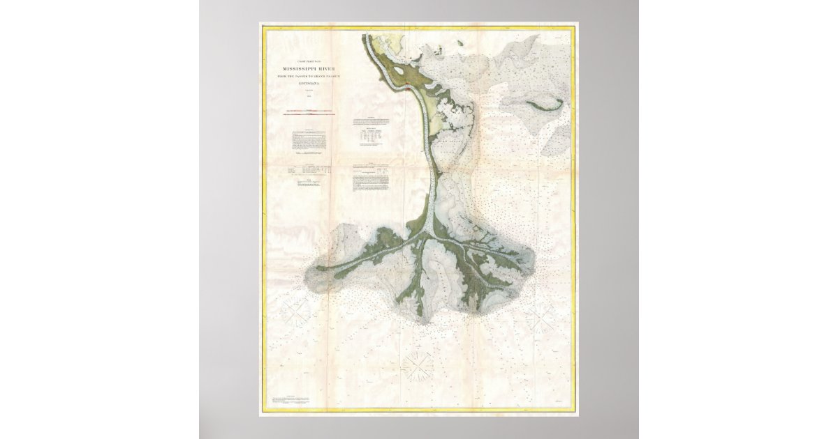 HISTORIX 1811 Mississippi River Map Vintage Poster Wall Art Print