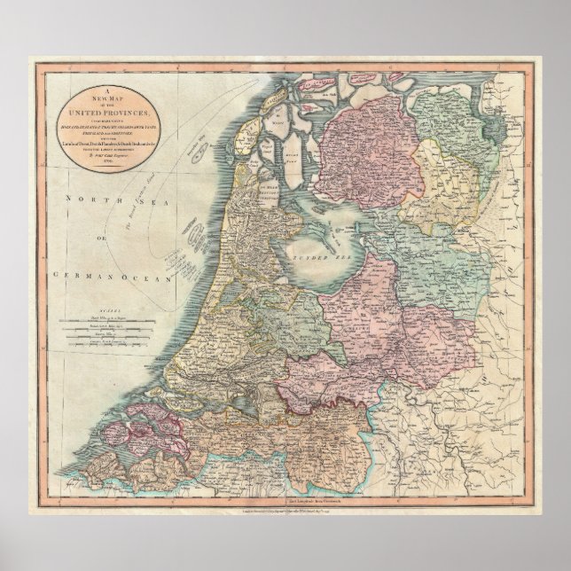 Vintage Map of the Netherlands (1799) Poster (Front)