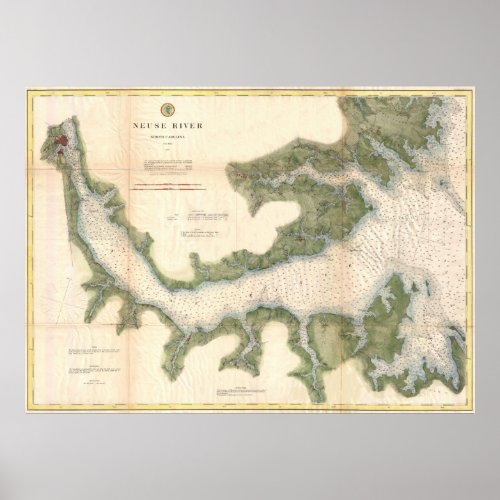 Vintage Map of The Neuse River 1874 Poster