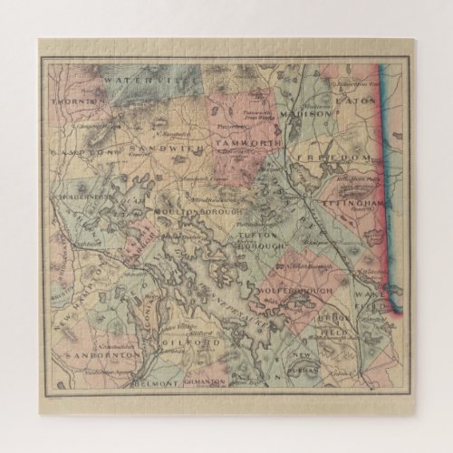 Vintage Map of The NH Lakes Region 1890 Jigsaw Puzzle