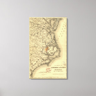 Vintage Map of The North Carolina Coast (1887) Canvas Print