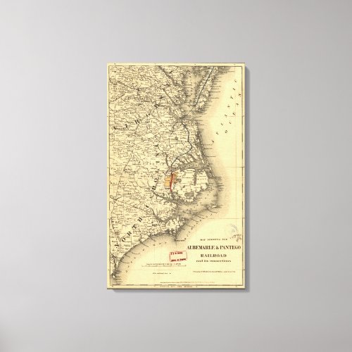 Vintage Map of The North Carolina Coast 1887 Canvas Print