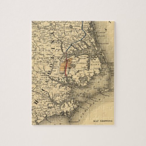 Vintage Map of The North Carolina Coast 1887 Jigsaw Puzzle