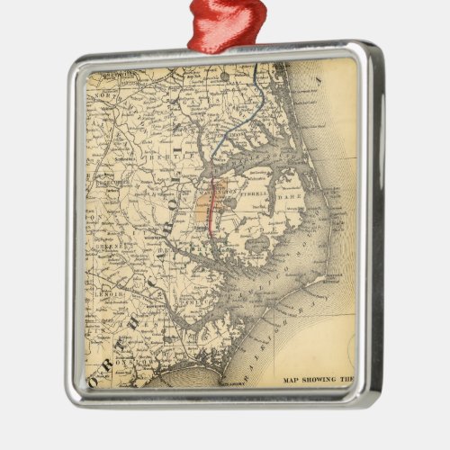 Vintage Map of The North Carolina Coast 1887 Metal Ornament