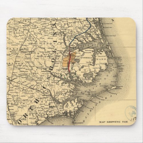 Vintage Map of The North Carolina Coast 1887 Mouse Pad