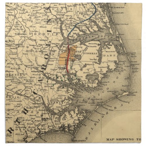 Vintage Map of The North Carolina Coast 1887 Napkin