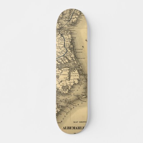 Vintage Map of The North Carolina Coast 1887 Skateboard Deck