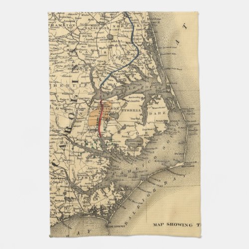 Vintage Map of The North Carolina Coast 1887 Towel