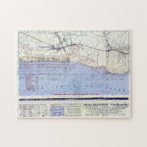 Vintage Map of The Omaha Beach Landings 1944 Jigsaw Puzzle