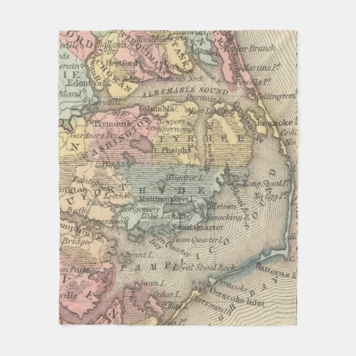 Vintage Map of The Outer Banks 1859 Fleece Blanket