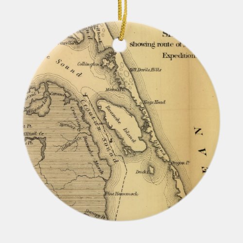 Vintage Map of The Outer Banks 1862 Ceramic Ornament