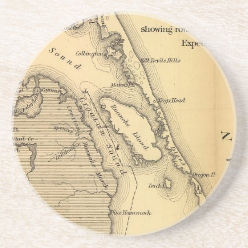 Vintage Map of The Outer Banks 1862 Coaster