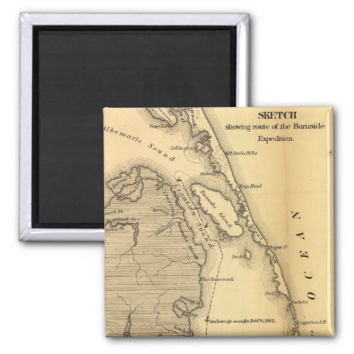 Vintage Map of The Outer Banks 1862 Magnet