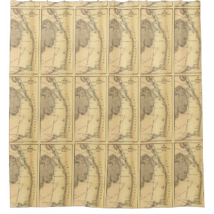 Vintage Map of The Outer Banks (1862) Shower Curtain