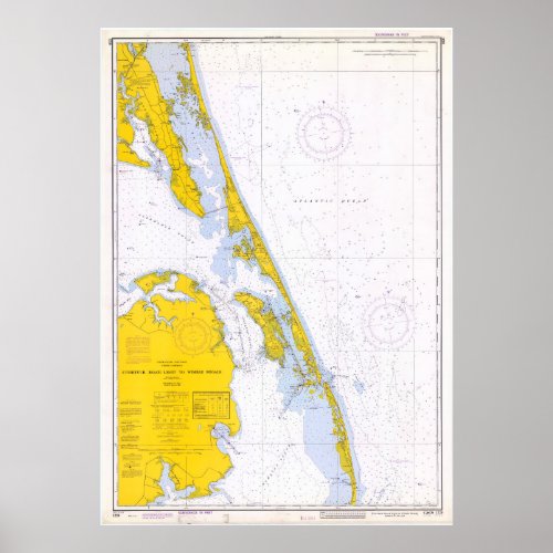 Vintage Map of The Outer Banks NC 1972 Poster
