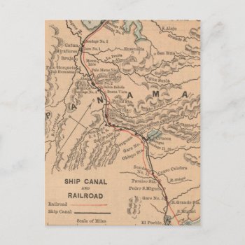 Vintage Map Of The Panama Canal (1885) Postcard by Alleycatshirts at Zazzle