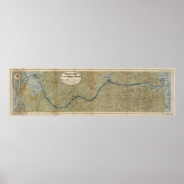 Vintage Map of The Panama Canal (1886) Poster (Front)