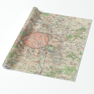 Vintage Map of the Paris France Vicinity (1870) Wrapping Paper