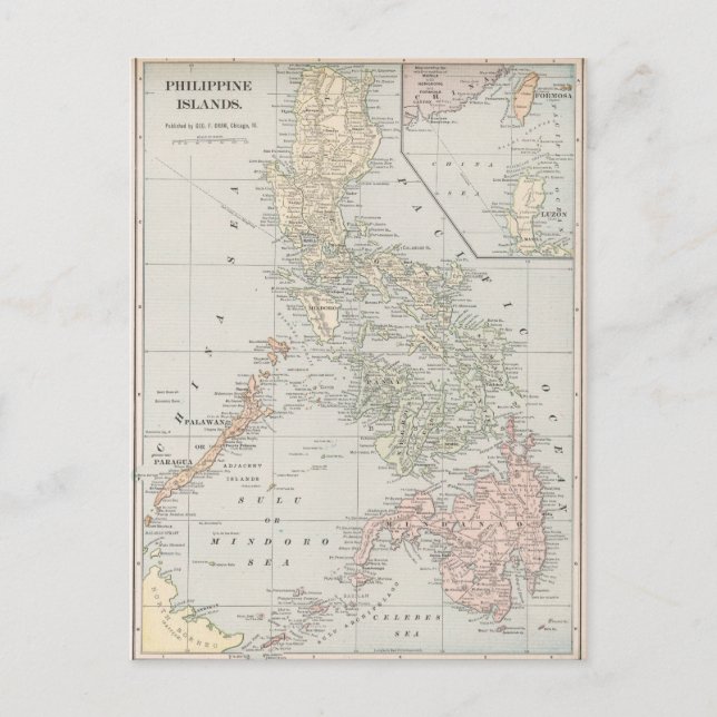 Vintage Map of The Philippine Islands (1901) Postcard (Front)