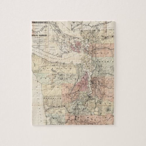 Vintage Map of The Puget Sound 1891 Jigsaw Puzzle