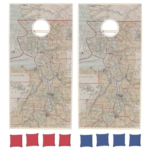 Vintage Map of The Puget Sound 1899 Cornhole Set