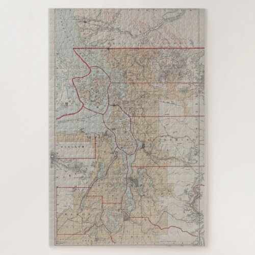 Vintage Map of The Puget Sound 1899 Jigsaw Puzzle