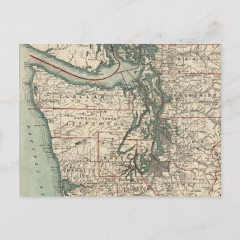 Vintage Map Of The Puget Sound (1910) Postcard by Alleycatshirts at Zazzle