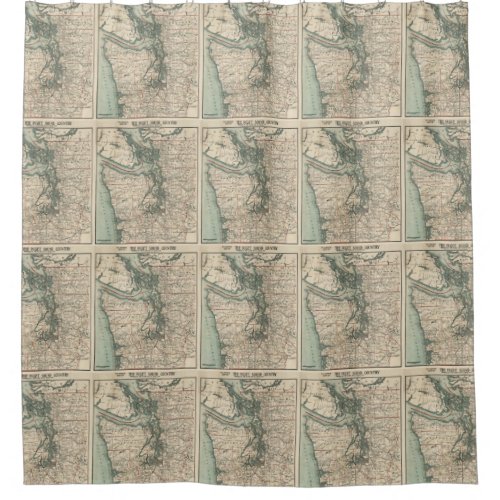 Vintage Map of The Puget Sound 1910 Shower Curtain