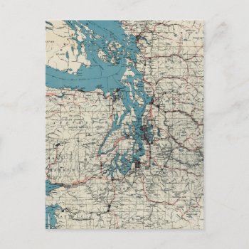 Vintage Map Of The Puget Sound (1919) Postcard by Alleycatshirts at Zazzle