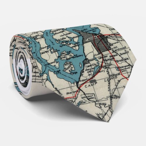 Vintage Map of The Puget Sound 1919 Tie