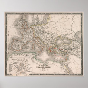 Vintage Map of The Roman Empire (1836) Poster