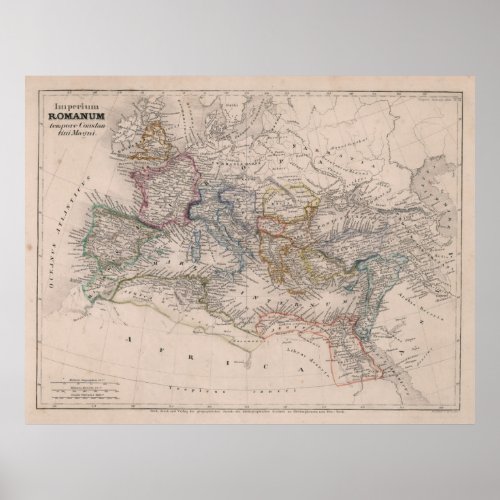 Vintage Map of The Roman Empire 1852 Poster
