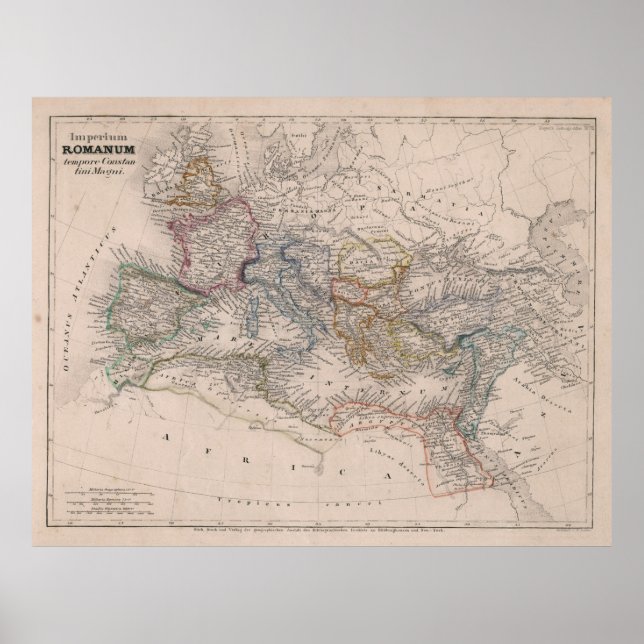 Vintage Map of The Roman Empire (1852) Poster (Front)