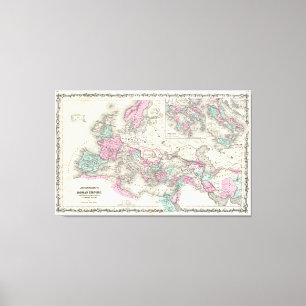 Vintage Map of The Roman Empire (1862) Canvas Print