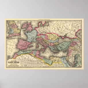 Vintage Map of The Roman Empire (1873) Poster