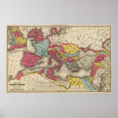 Vintage Map of The Roman Empire 1875 Poster
