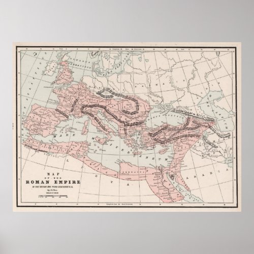 Vintage Map of The Roman Empire 1901 Poster