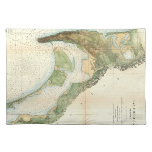Vintage Map of The San Diego Bay 1857 Placemat