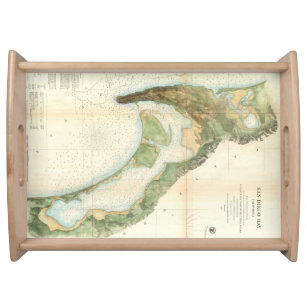 Vintage Map of The San Diego Bay (1857) Serving Tray