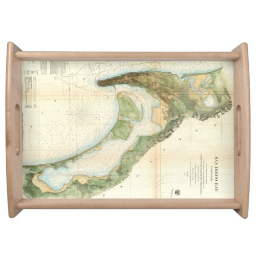 Vintage Map of The San Diego Bay 1857 Serving Tray