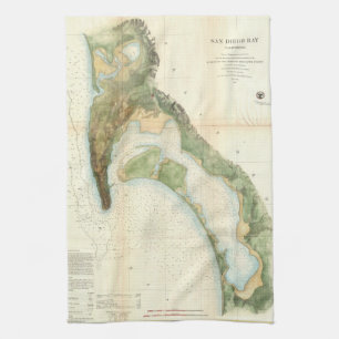 Vintage Map of The San Diego Bay (1857) Towel