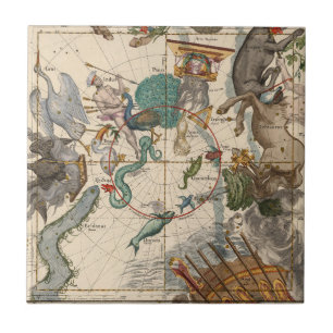 Vintage Map of the South Pole Tile