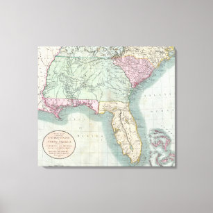 Vintage Map of The Southeastern U.S. (1806) Canvas Print